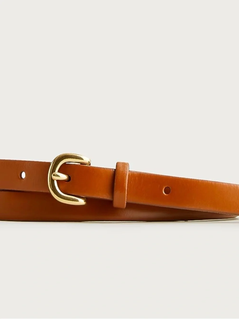 J.Crew Skinny Italian Leather Belt Cognac & Gold Buckle Medium NWOT - Picture 3 of 6